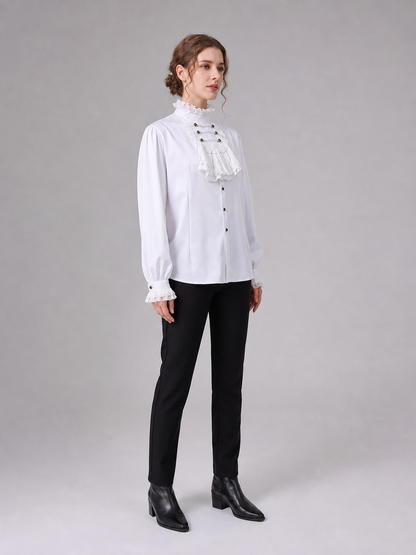Cosplay Shirt with Jabot and High Collar