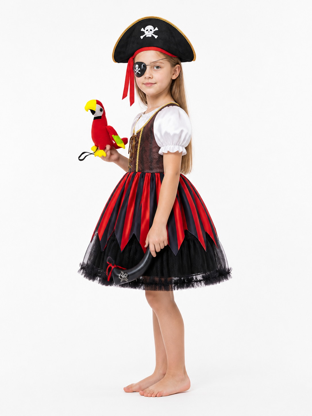 Pirate Costume with Corset and Full Skirt side view