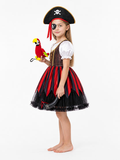 Pirate Costume with Corset and Full Skirt side view