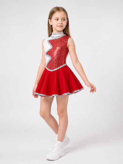 Short Red and White Sequin Party Dress side view
