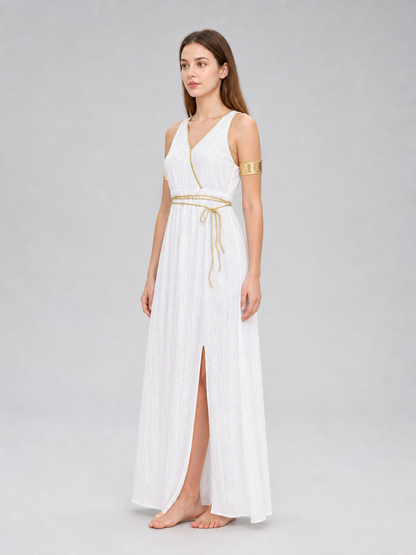 Greek-Style Dress with Gold Accents