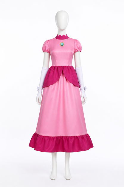Costume Dress with Crown, Gloves, and Brooch side view
