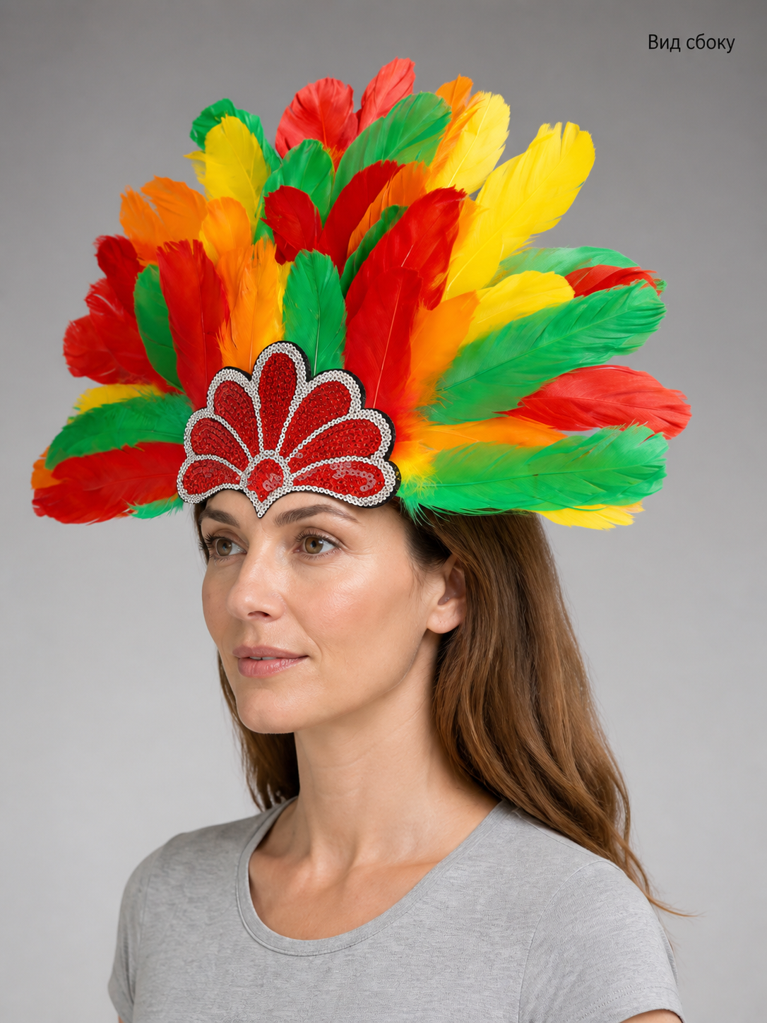 Multicolor feather carnival headpiece with beads product view 29