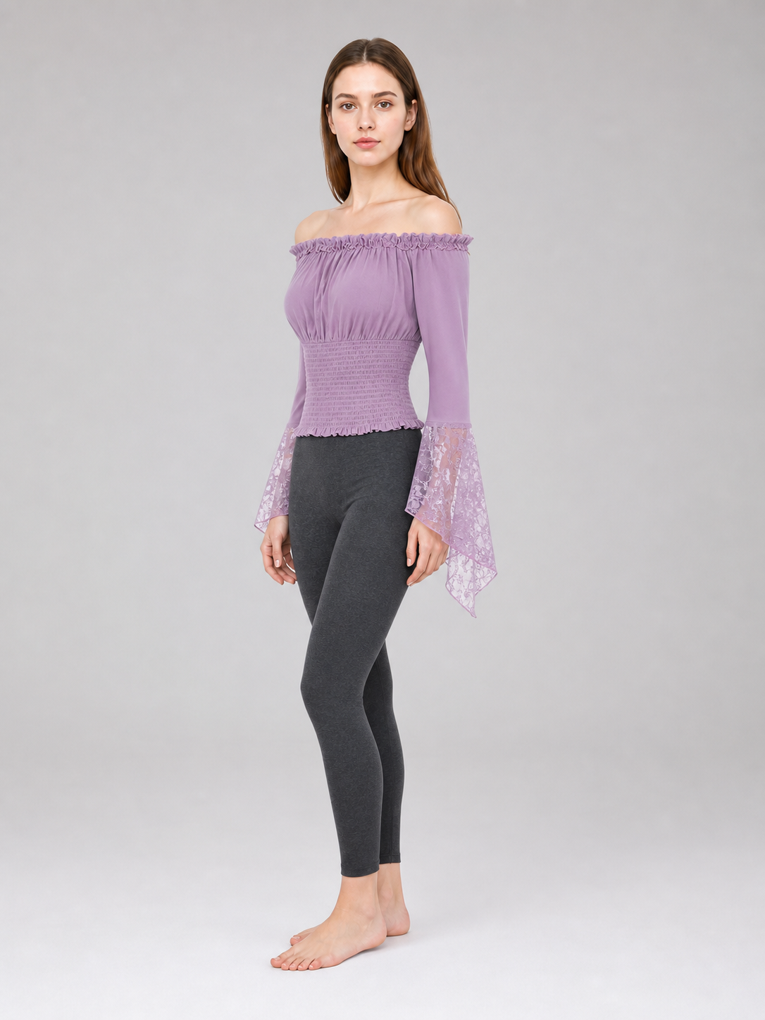 Off-the-Shoulder Top with Long Sleeves