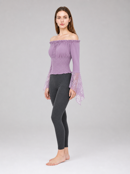 Off-the-Shoulder Top with Long Sleeves