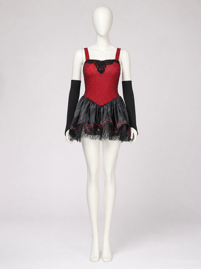 Vampire Dress with Red Cape and Lace