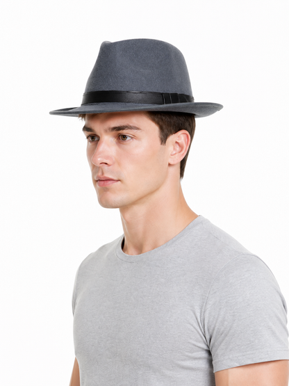 Carnival fedora hat with a short brim and ribbon
