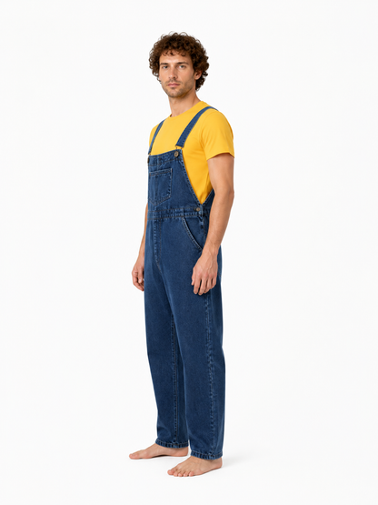 Kids’ Set with T-Shirt and Blue Bib Overalls side view