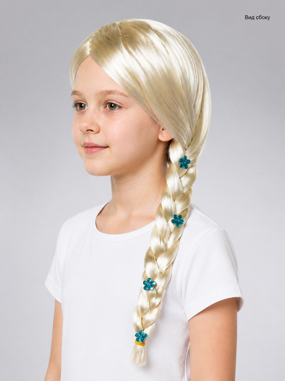 Light Carnival Wig with Long Braid for Halloween side view