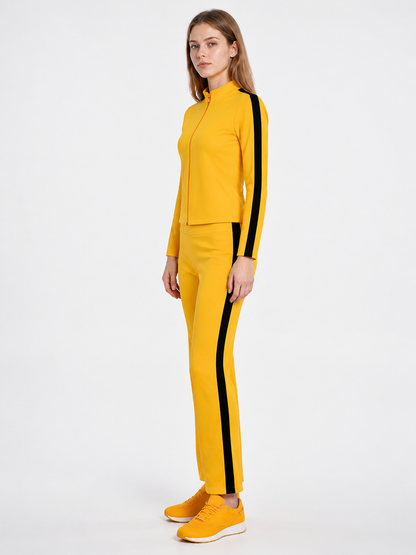 Cosplay tracksuit, yellow with black stripes side view