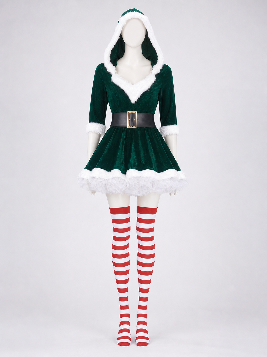 New Year's costume with a green dress and hat