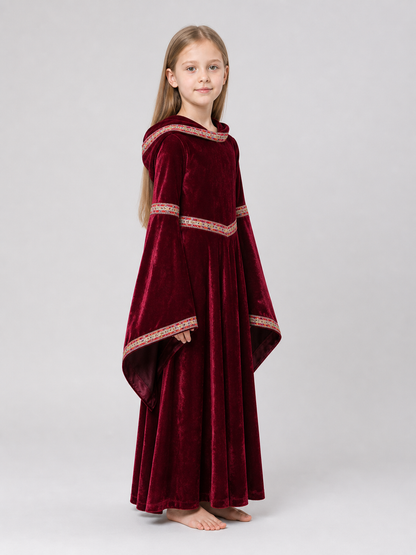 Halloween Vampire Costume — Burgundy Hooded Cloak