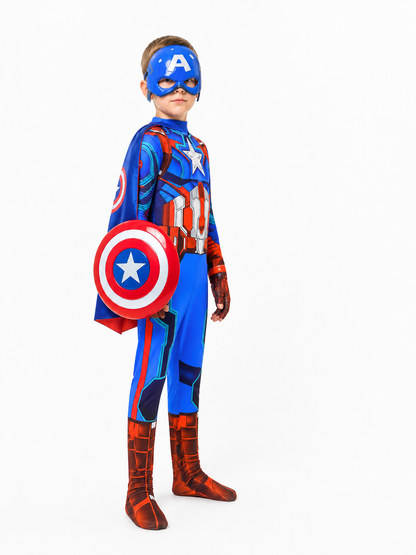 Captain America Costume with Cape and Mask side view