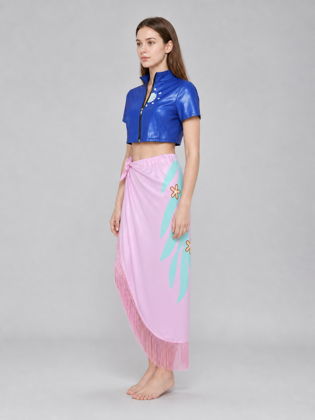 Nico Robin Cosplay Costume: Blue Blouse and Pink Skirt