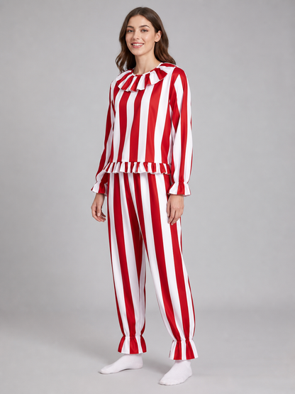 Red and White Striped Clown Costume for Cosplay
