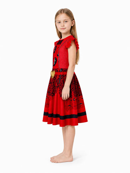 Children's Red Queen Costume Dress for Halloween side view