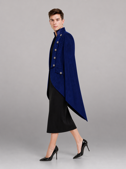 Blue Steampunk Tailcoat Jacket with Long Tails