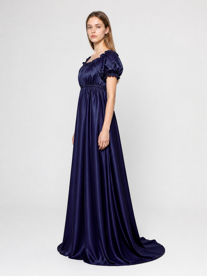 Ball Gown with Square Neckline and Train side view