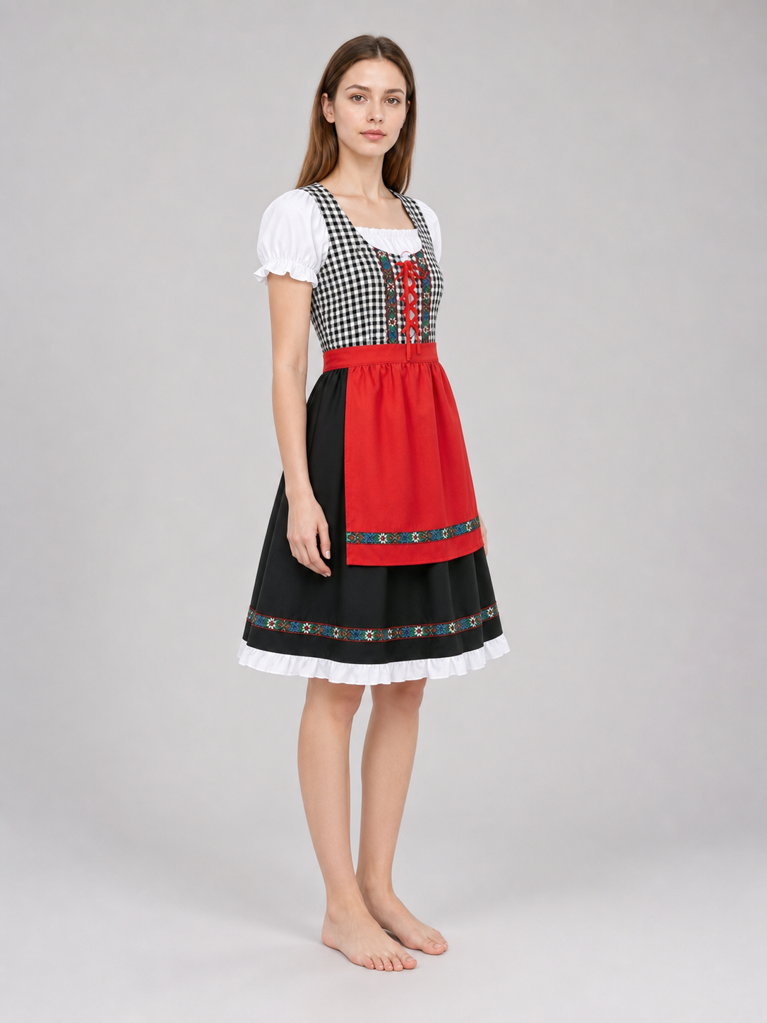 Folk-Style Carnival Dress with Bonnet side view 2