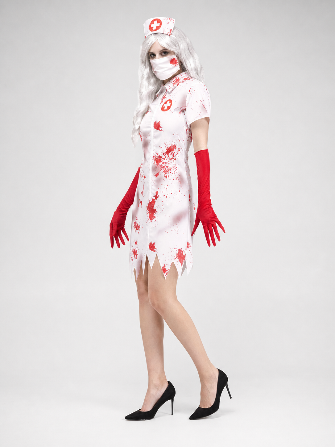 Zombie Nurse Costume with Bloody Marks