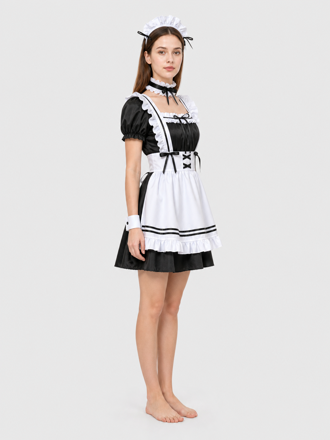 Maid-Style Dress with Apron and Headpiece