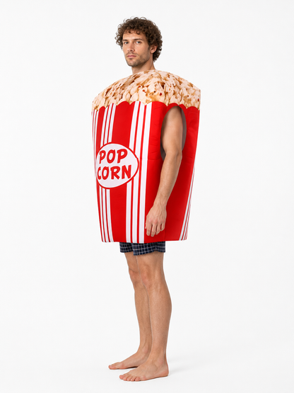 Voluminous Red and White Popcorn Carnival Costume side view