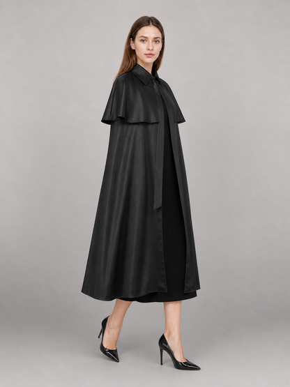 Black Medieval Long Carnival Cloak