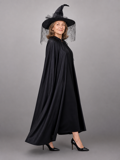 Black Carnival Cloak with Pointed Hat