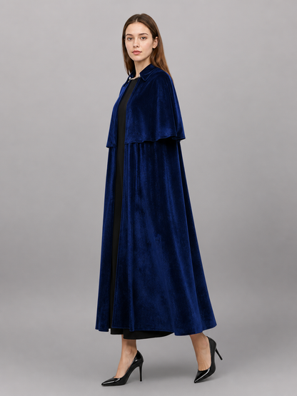 Dark Blue Carnival Cloak with Gothic Collar