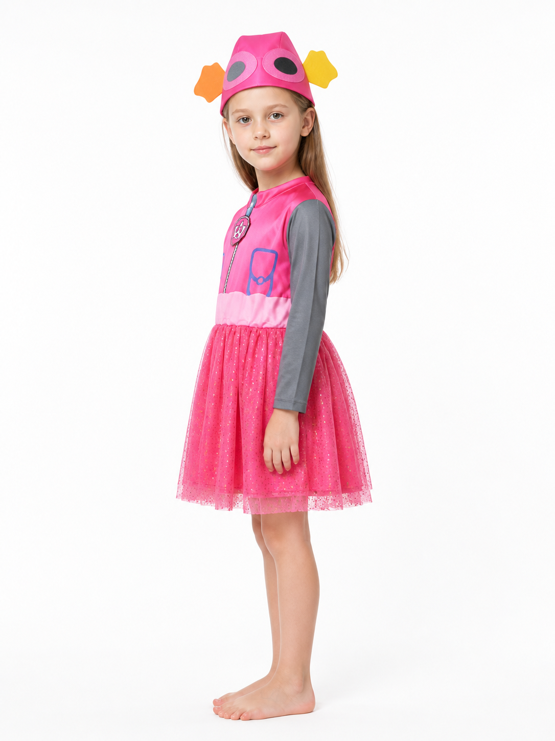 Children's Skye costume from Paw Patrol with hat side view