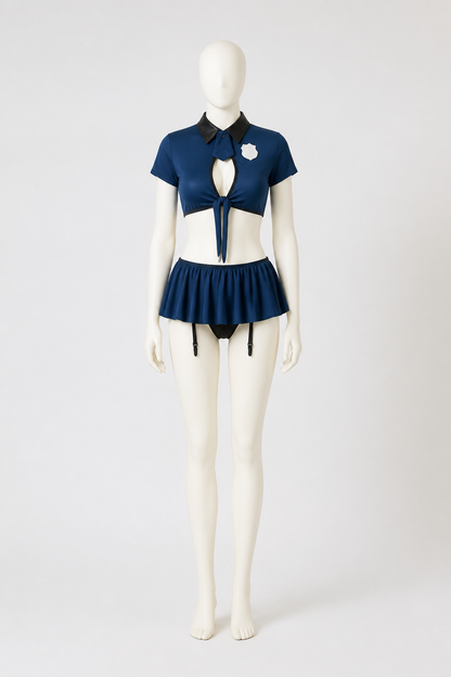 Police Costume with Short Top and Skirt side view