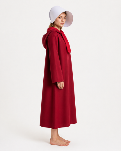 Long Red Loose-Fit Hooded Dress for Cosplay side view