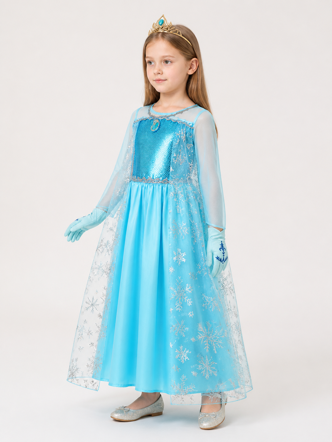 Princess Costume with Snowflakes for Halloween side view