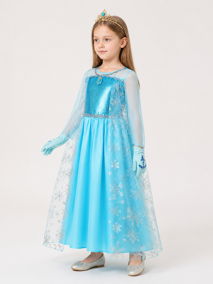 Princess Costume with Snowflakes for Halloween side view