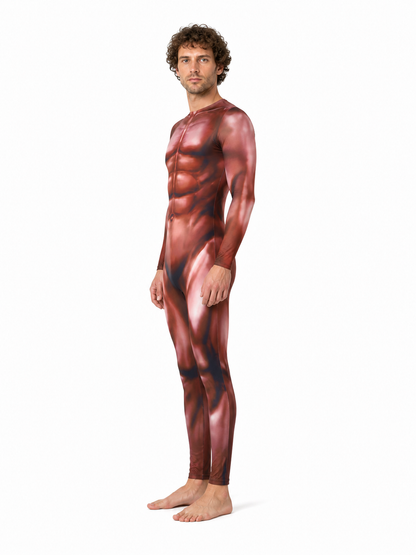 Muscle 3D-Print Bodysuit with Long Sleeves side view