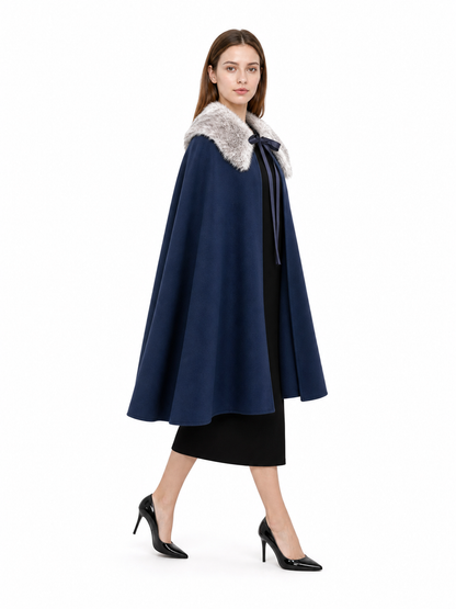 Blue Costume Cloak with Fur-Look Collar