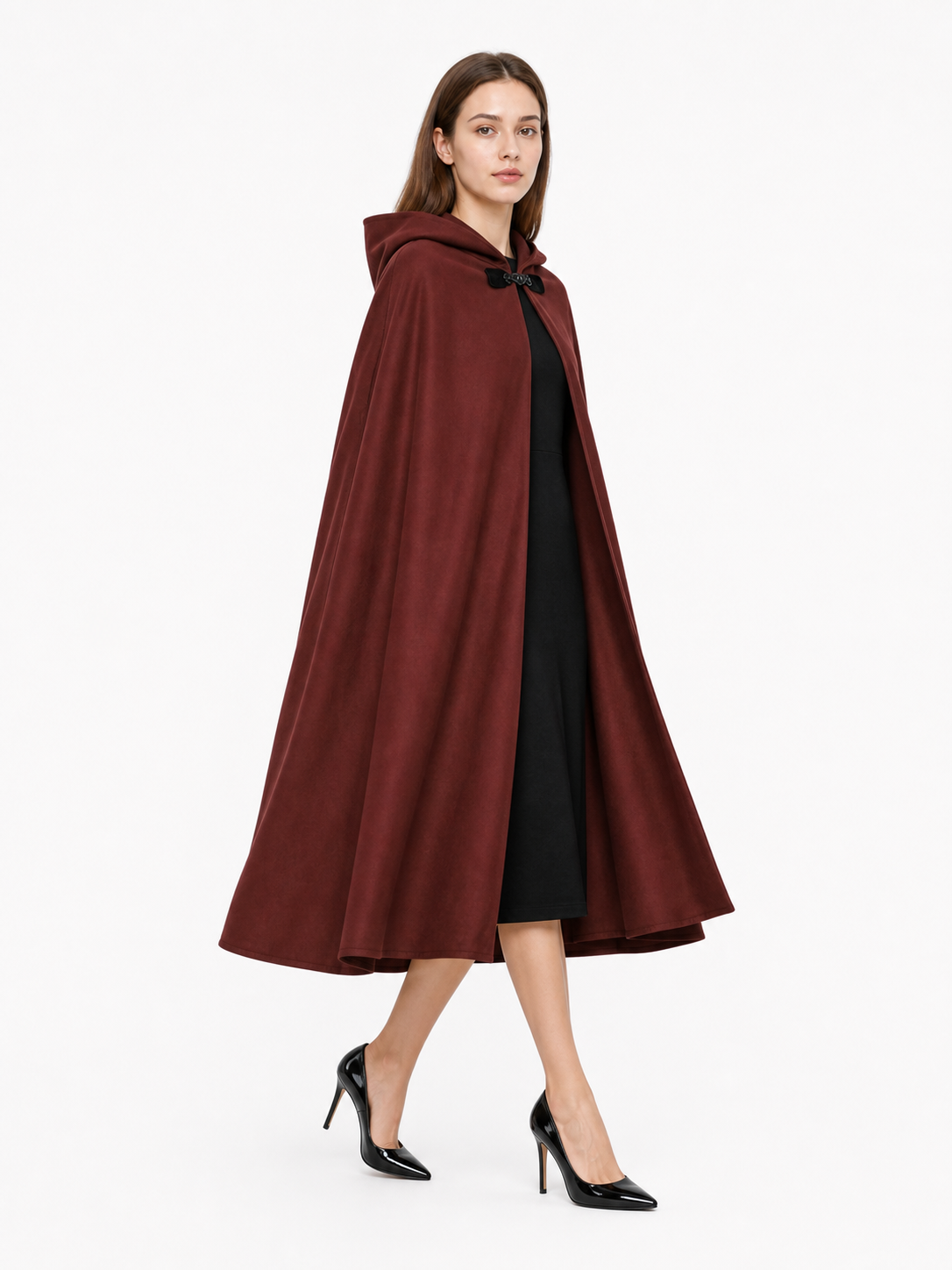 Burgundy Hooded Carnival Cloak for Cosplay