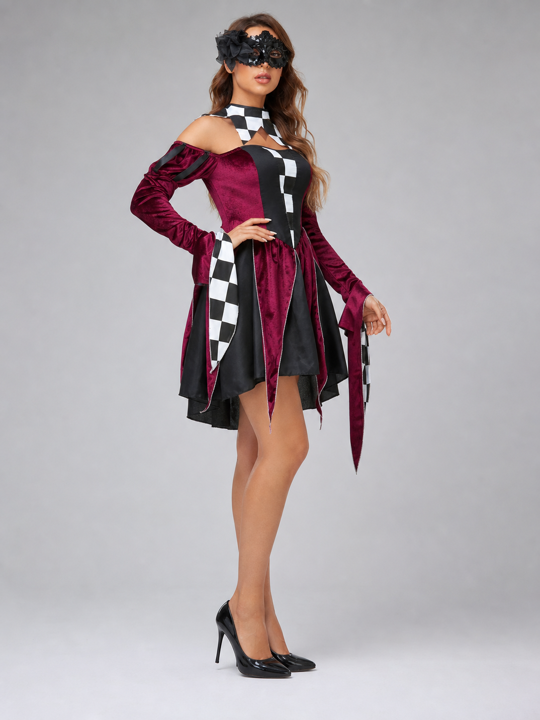 Retro Carnival Dress with Checkered Print
