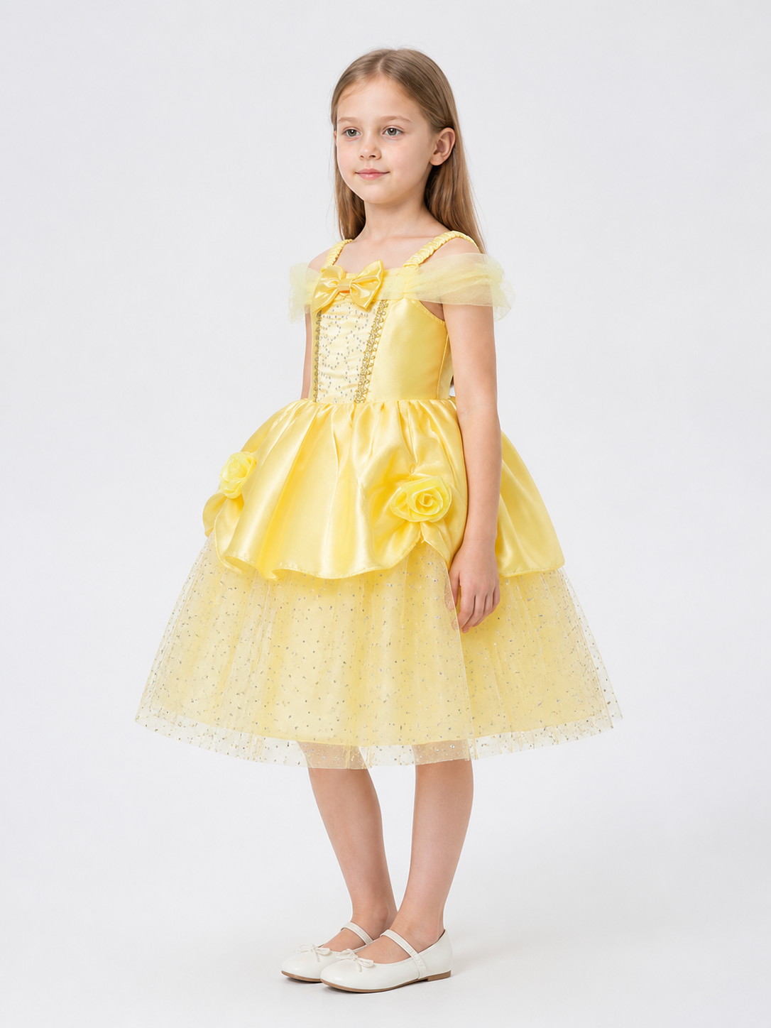 Yellow Princess Costume Dress for Halloween and Cosplay side view