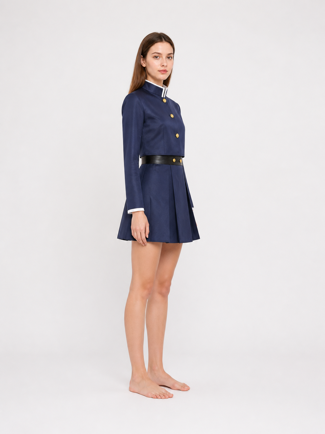 Anime School Uniform Costume Set, Khaki side view
