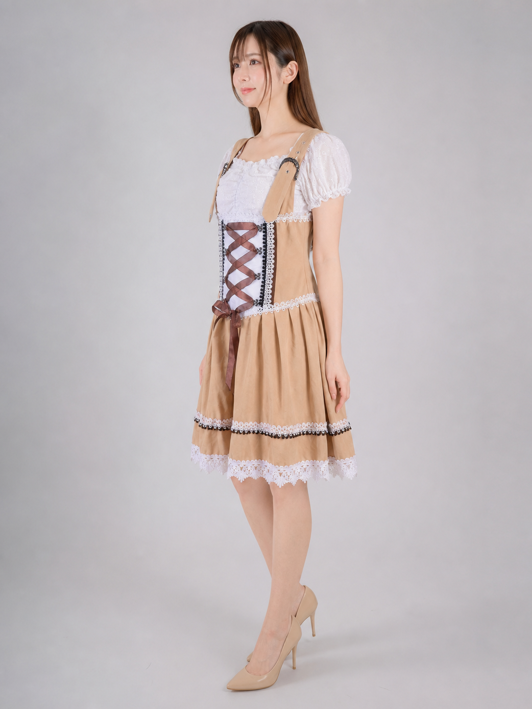 Bavarian Lace-Up Dress with Lace for Cosplay