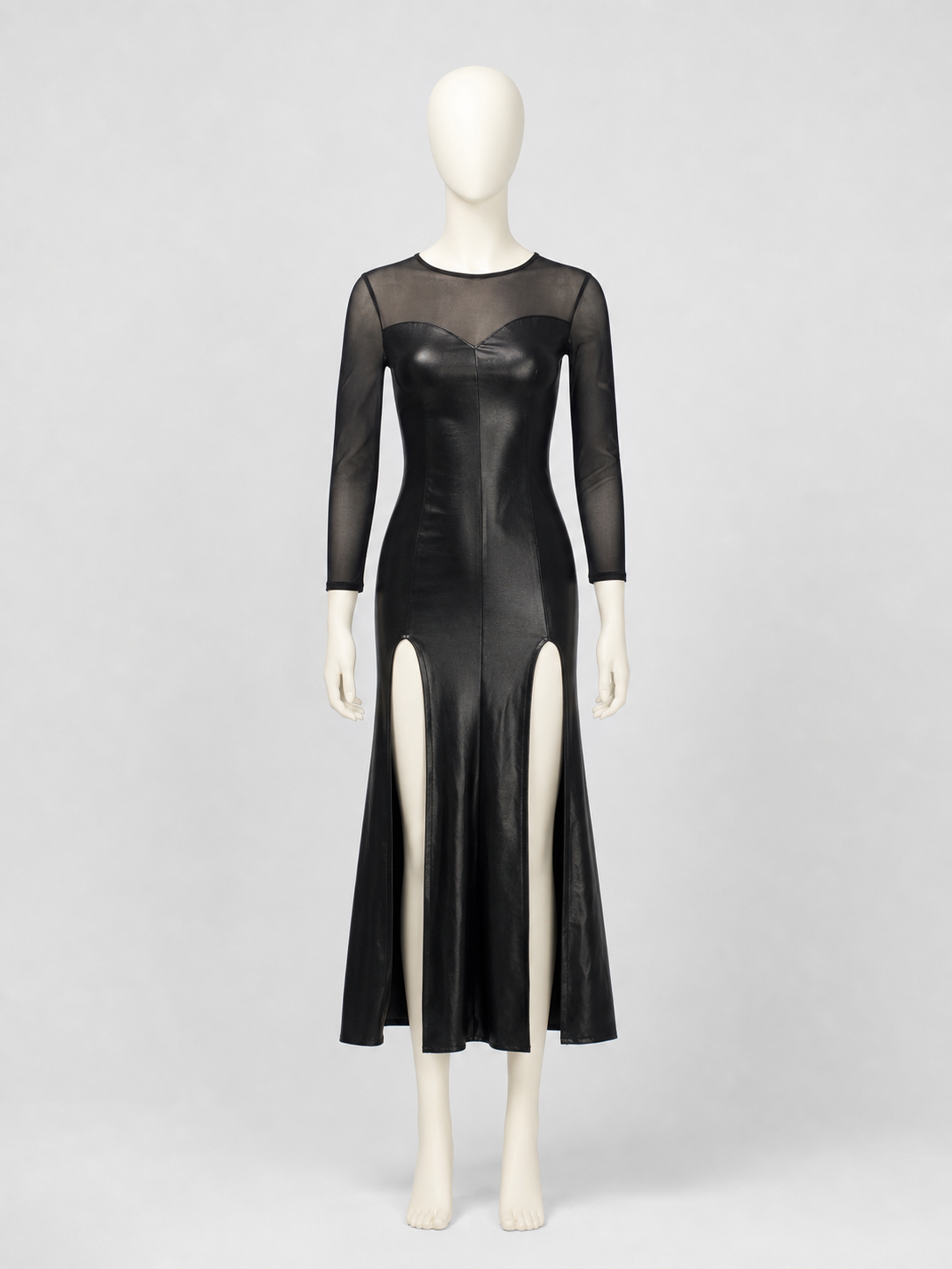 Witch Costume: Black Dress with Slit and Sleeves