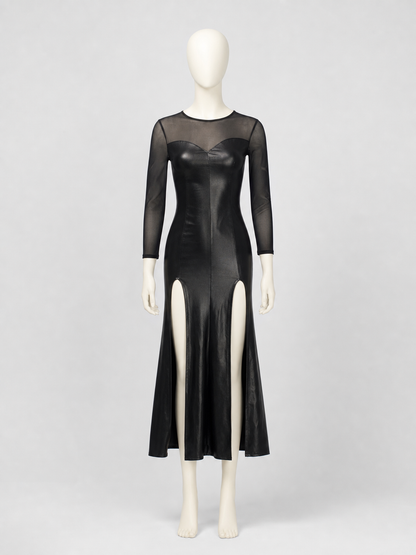 Witch Costume: Black Dress with Slit and Sleeves
