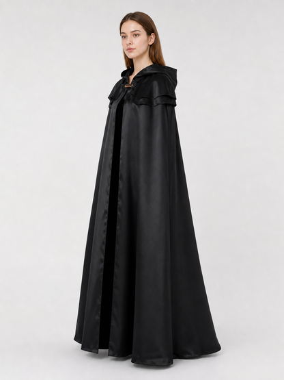 Black Hooded Cloak with Necklace