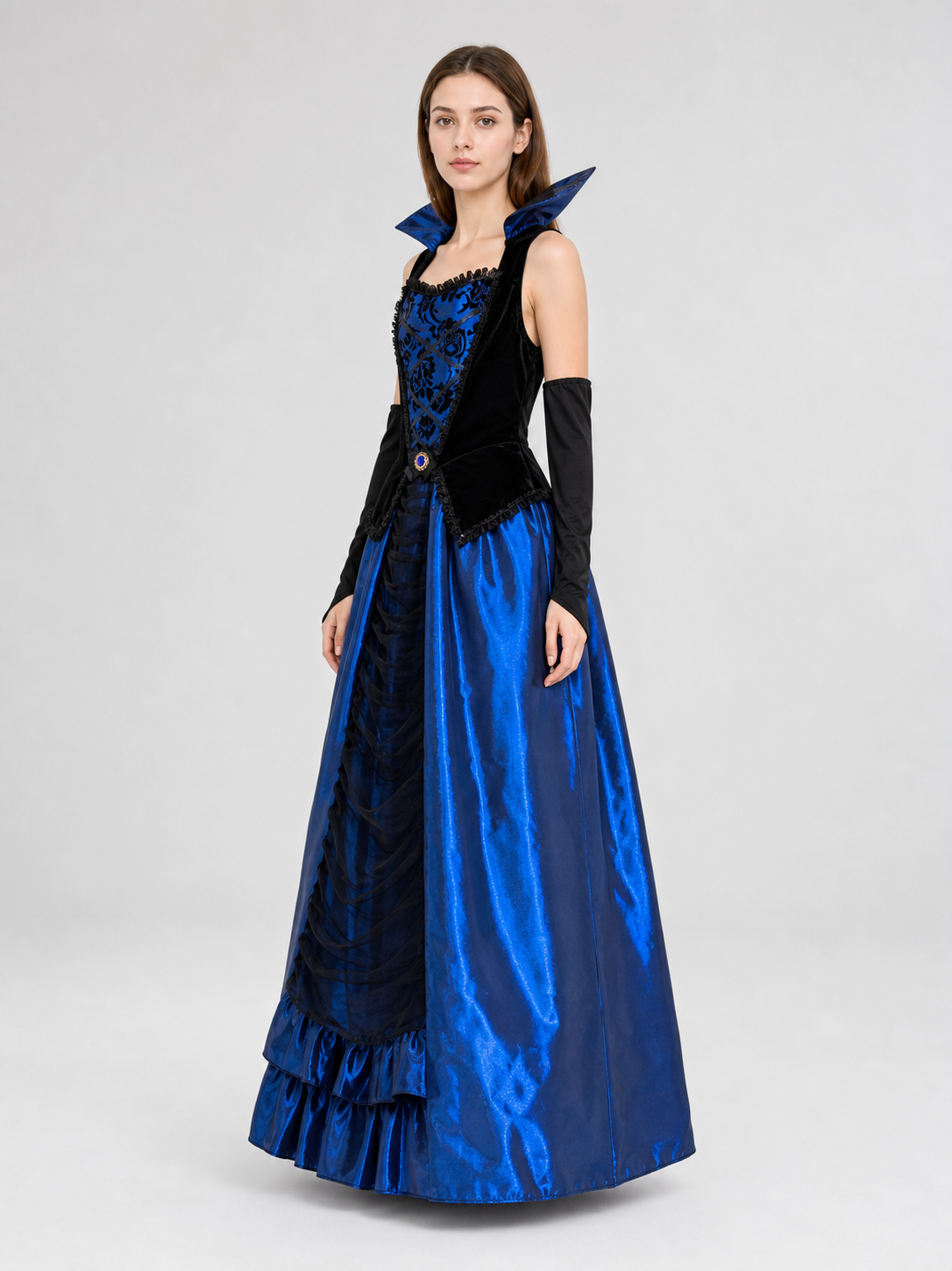 Gothic Costume Dress with Cape and Gloves