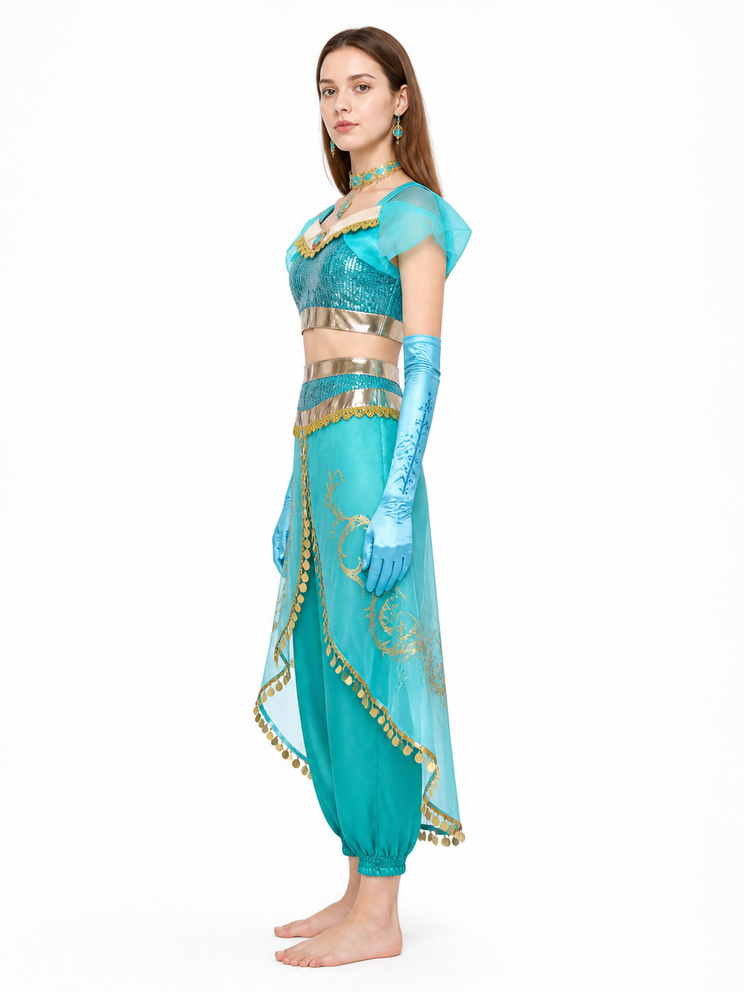 Jasmine Costume with Harem Pants and Accessories side view