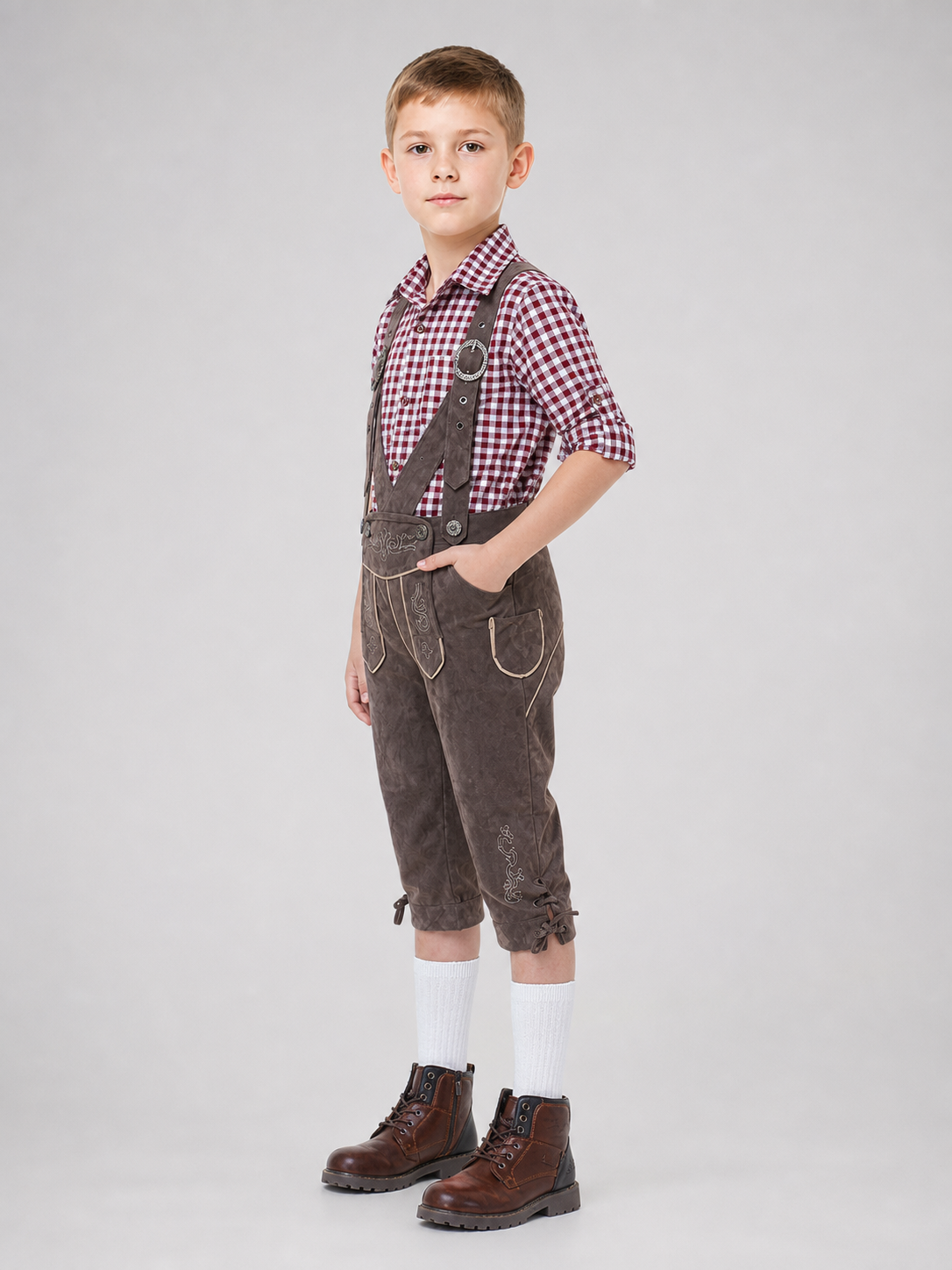 Costume Set: Plaid Shirt and Bib Overalls