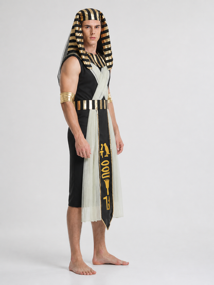 Pharaoh Costume with Headpiece and Belt side view