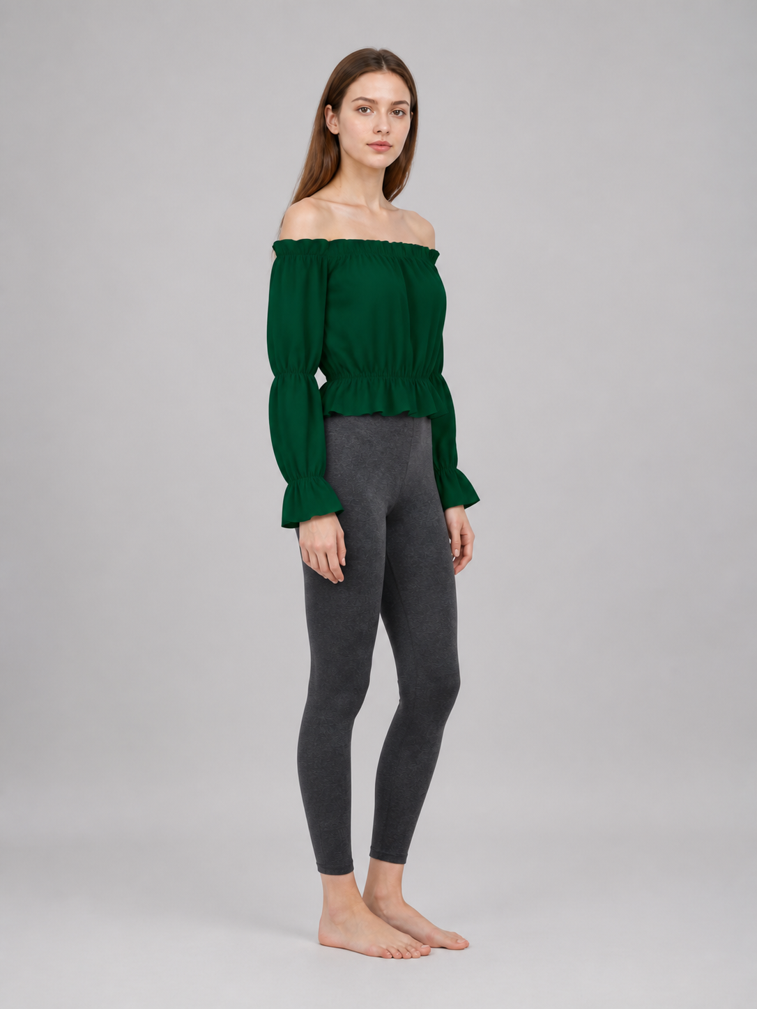 Off-the-Shoulder Blouse with Puff Sleeves