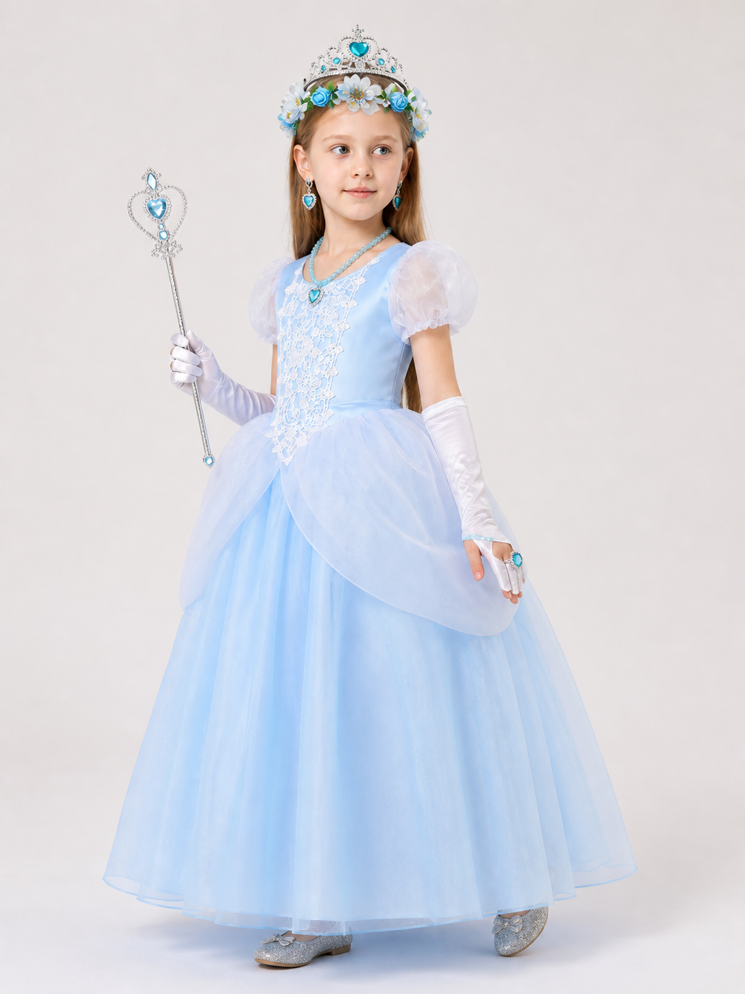 Blue Cinderella Costume for Halloween and Cosplay side view